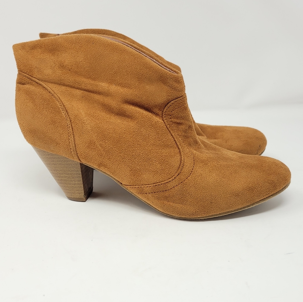Charlotte Russe Brown Faux Suede Ankle Booties High Heel Boots Women's Size 11 - Picture 2 of 7